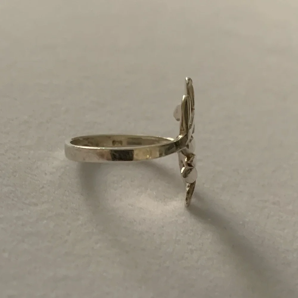 Vintage 925 Sterling Silver Dainty Leaf Wrap Ring Size 6.5 - Picture 6 of 8